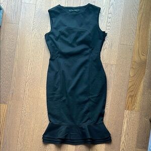 Zara Black Ruffle Hem Midi Dress